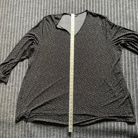 Ulla Popken black with tan and white spots 32/34 Women's Tunic Top poly blend - Picture 4 of 8